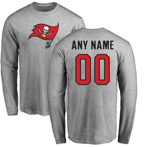 Men Tampa Bay Buccaneers NFL Pro Line Ash Custom Name and Number Logo Long Sleeve T-Shirt->->Sports Accessory